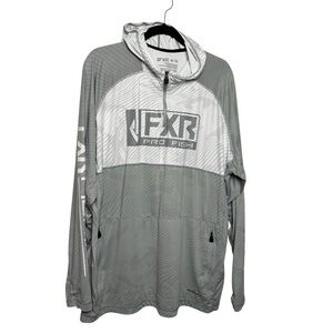 FXR Fishing Pullover Hoodie Sweatshirt Mens Gray Casual 2XL Outdoors Sunshield